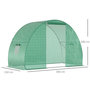 Voir la diapositive 3 : OUTSUNNY Serre de jardin tunnel surface sol 4,5 m² dim. 3L x 1,5l x 2H m châssis tubulaire renforcé porte zippée 2 fenêtres enroulables vert