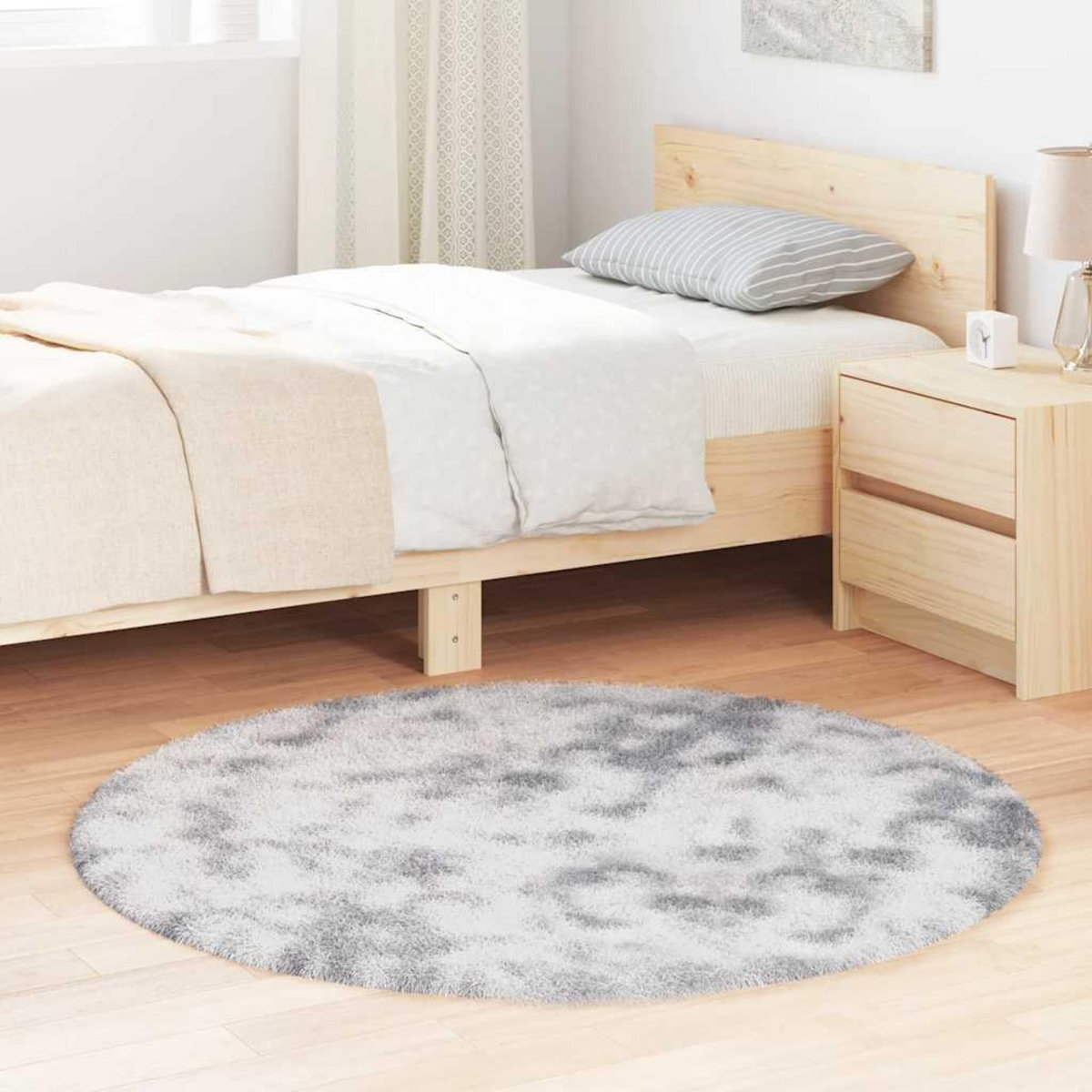 VIDAXL Tapis shaggy a poils longs NAVARRA gris clair 120x120 cm