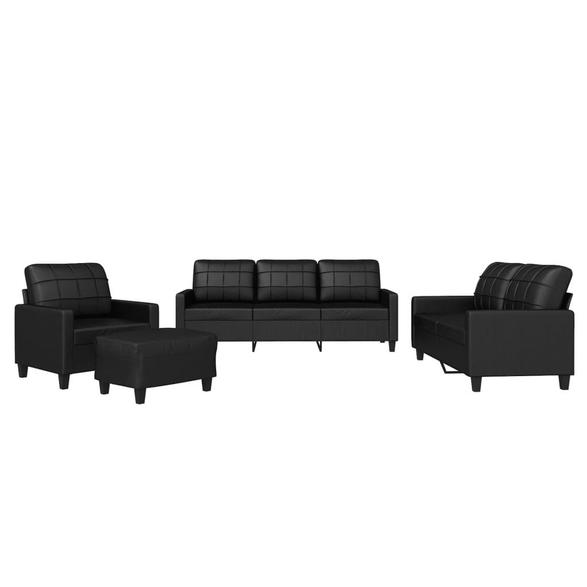 Voir la diapositive 2 : VIDAXL Ensemble de canapes 4 pcs avec coussins Noir Similicuir