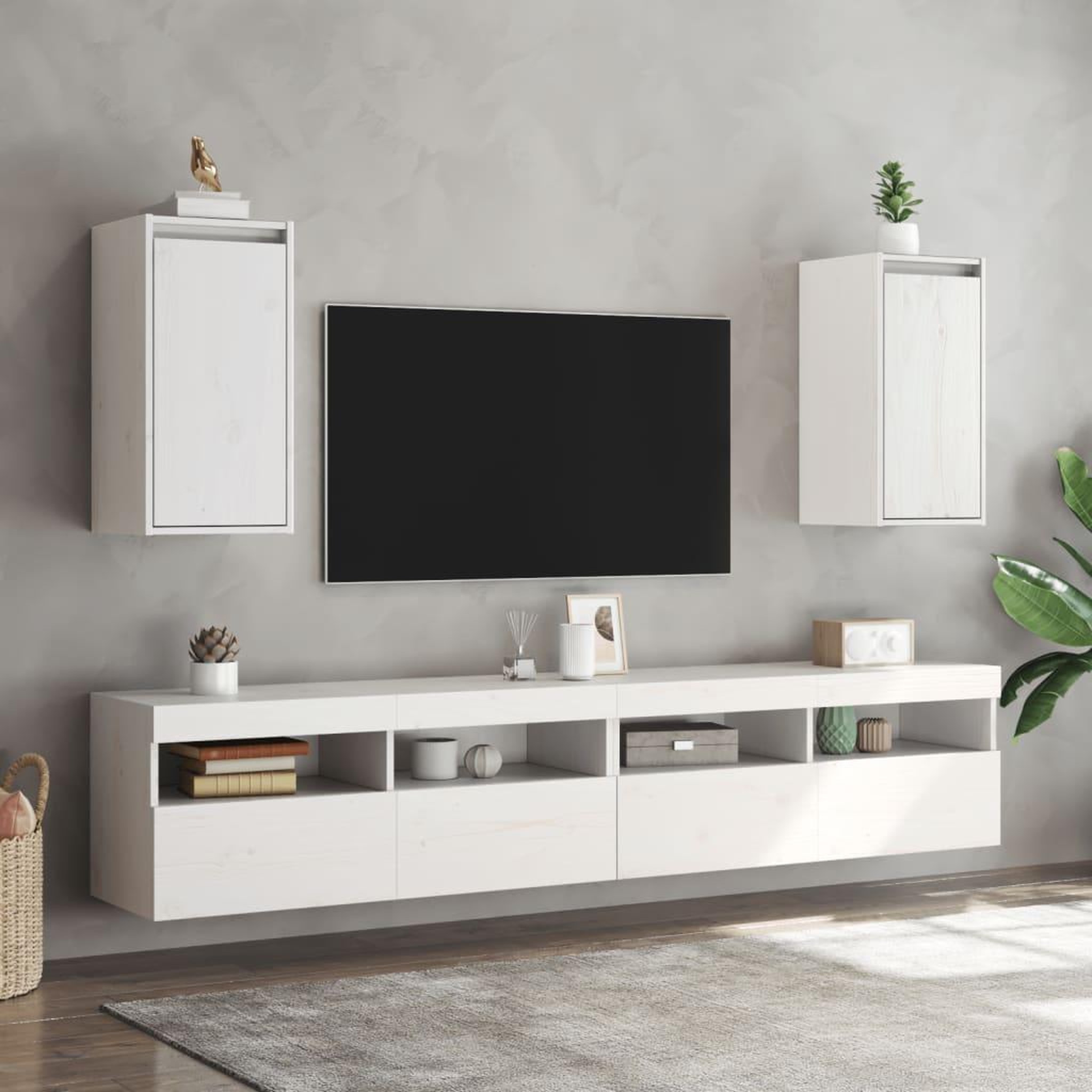 Voir la diapositive 3 : VIDAXL Armoires murales 2 pcs Blanc 30x30x60 cm Bois de pin massif