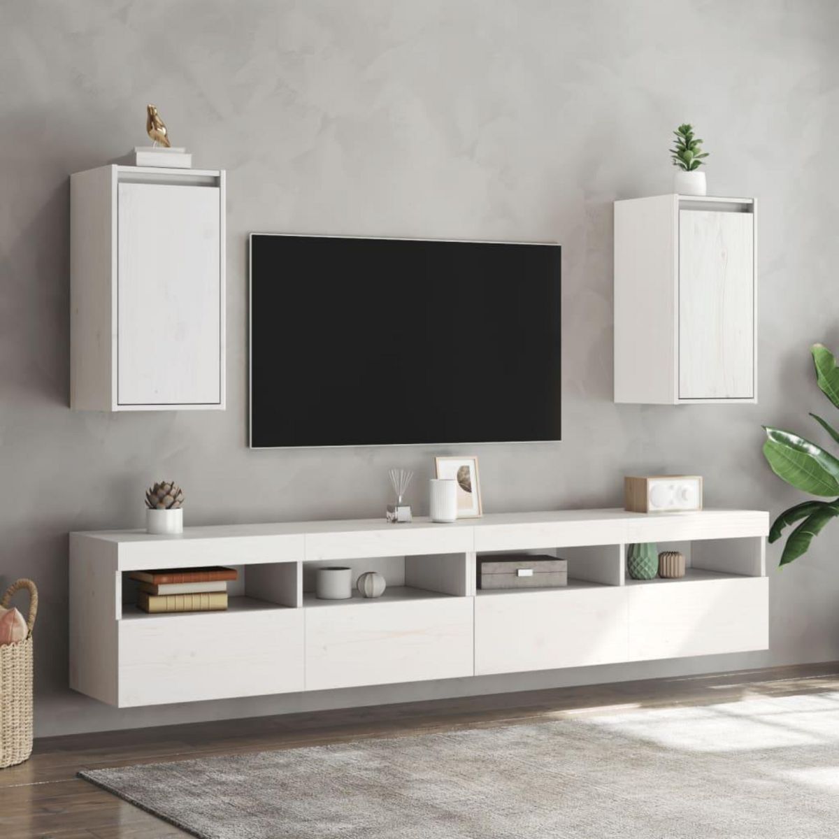 VIDAXL Armoires murales 2 pcs Blanc 30x30x60 cm Bois de pin massif