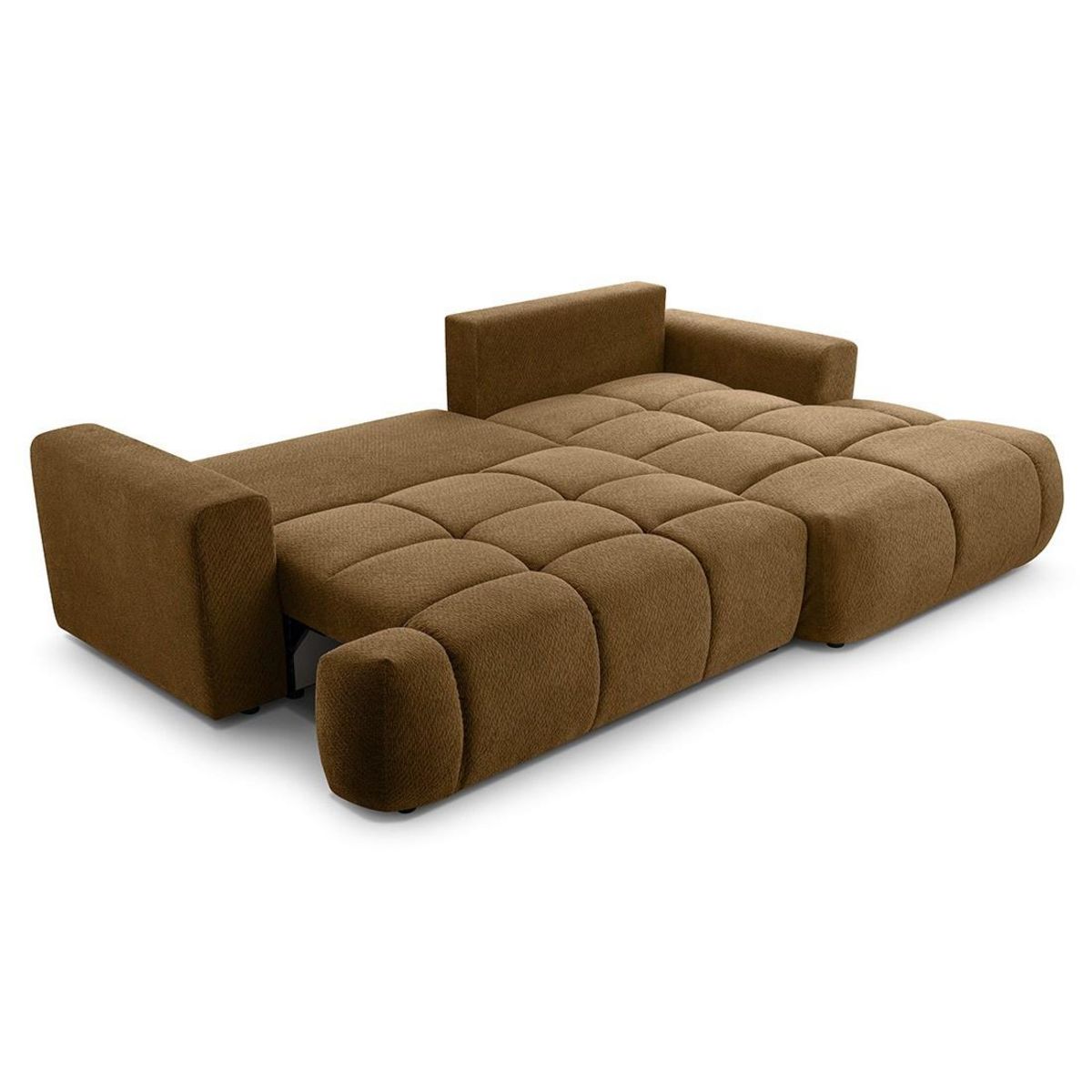 BEST MOBILIER Leonie - canapé d'angle droit 4 places convertible avec coffre en velours texturé
