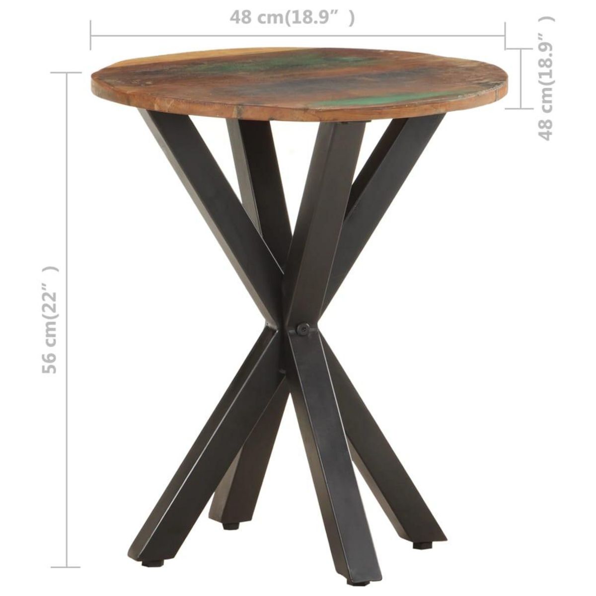 VIDAXL Table d'appoint 48x48x56 cm Bois de recuperation massif