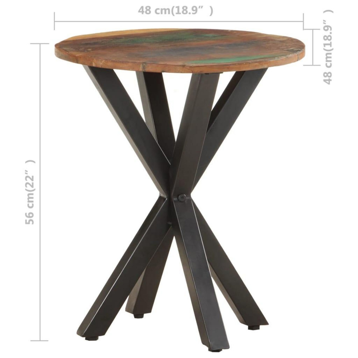 VIDAXL Table d'appoint 48x48x56 cm Bois de recuperation massif