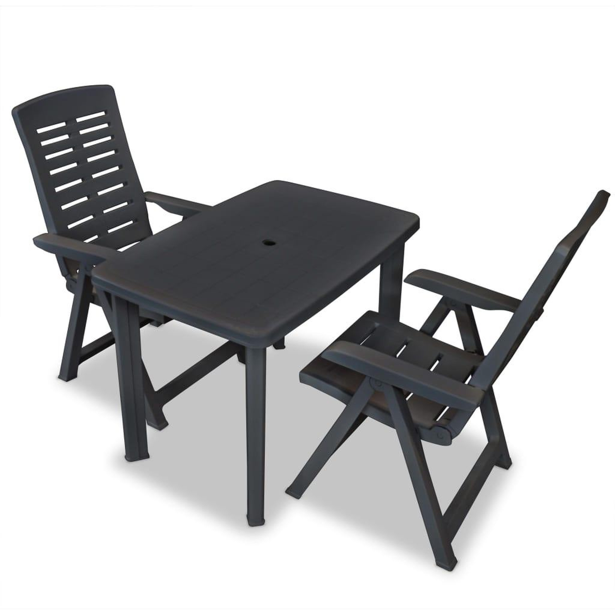 VIDAXL Ensemble de bistro 3 pcs Plastique Anthracite