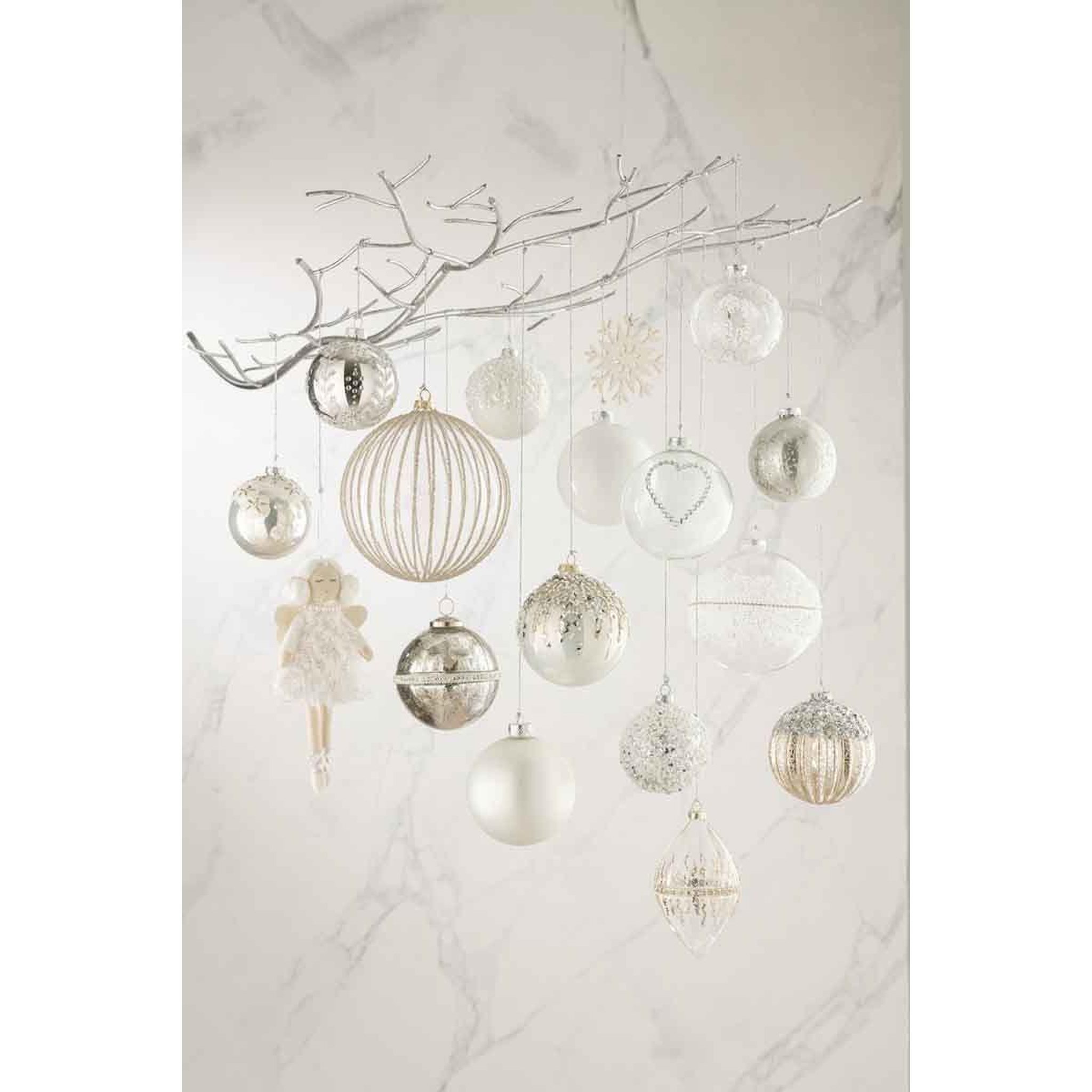 Voir la diapositive 2 : J-LINE Lot de 6 Boules de Noël  Sequins  8cm Argent