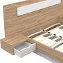 Voir la diapositive 5 : ID MARKET Lit double SANTA avec tête de lit + tables de chevet intégrées et sommier 140 x 190 cm bois et blanc
