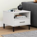 VIDAXL Table de chevet avec pieds en metal Blanc Bois pin massif OSLO