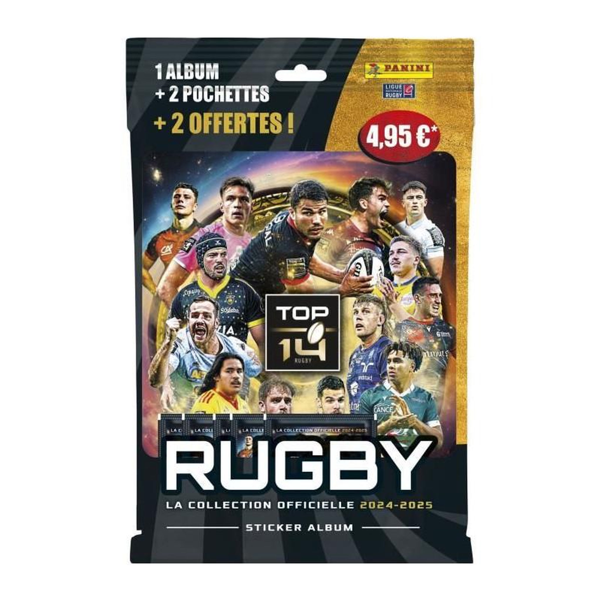 Voir la diapositive 3 : Panini Starter Pack - PANINI - Rugby Top 14 2024-2025 - Album - 2 pochettes - 2 offertes