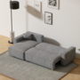 Voir la diapositive 3 : CONCEPT USINE Canapé convertible d'angle en velours côtelé gris clair COSY