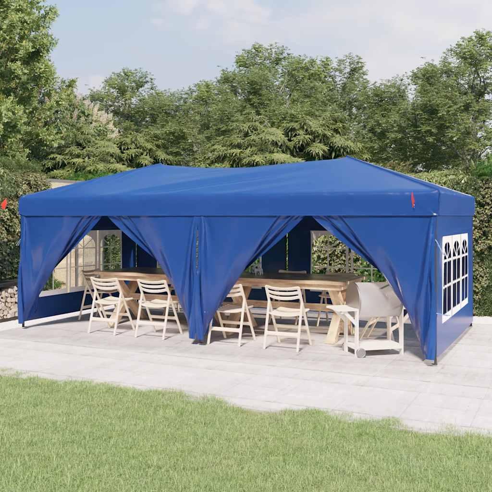 Voir la diapositive 1 : VIDAXL Tente de reception pliable avec parois Bleu 3x6 m