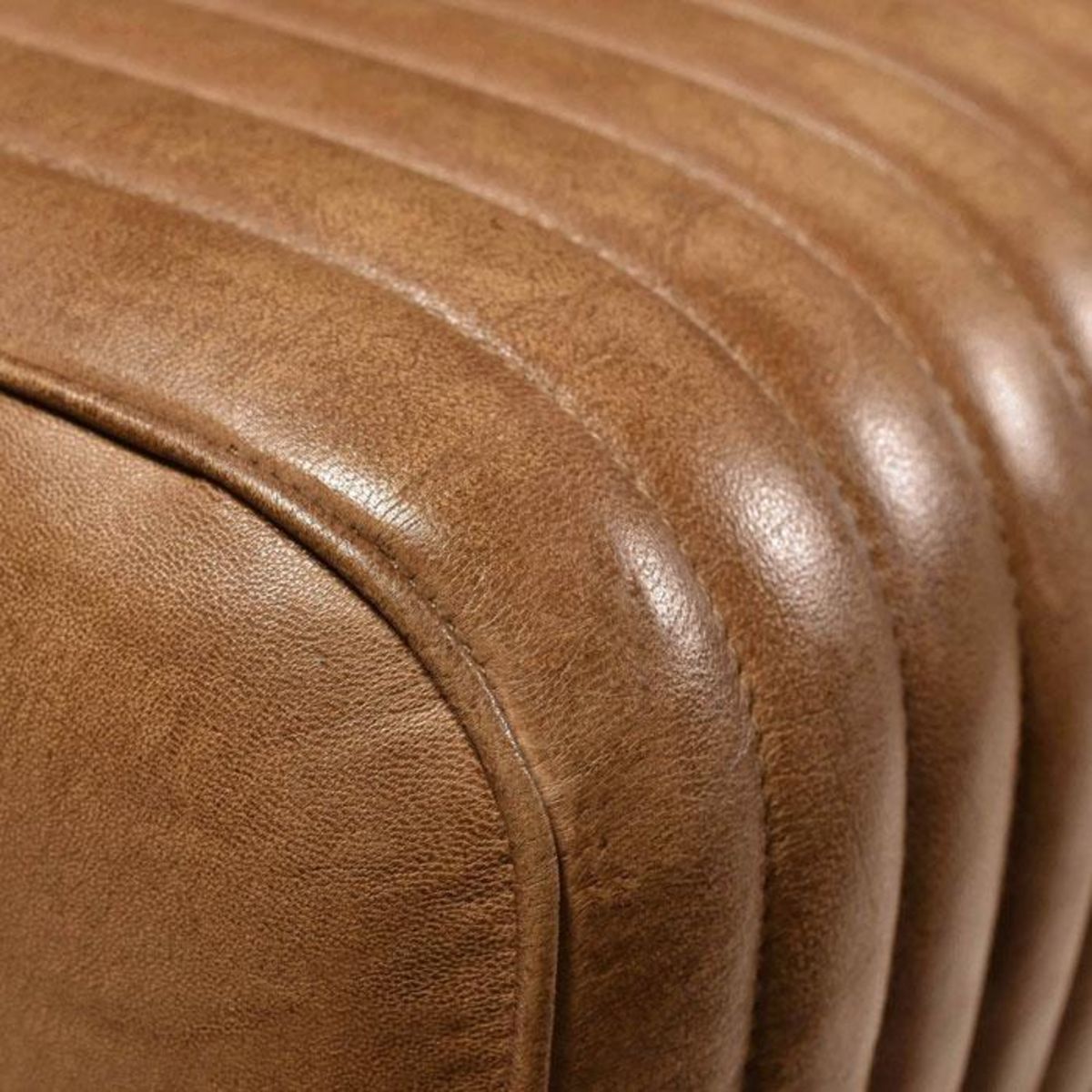 Rendez vous déco Tabouret en cuir marron et bois de manguier - Morena