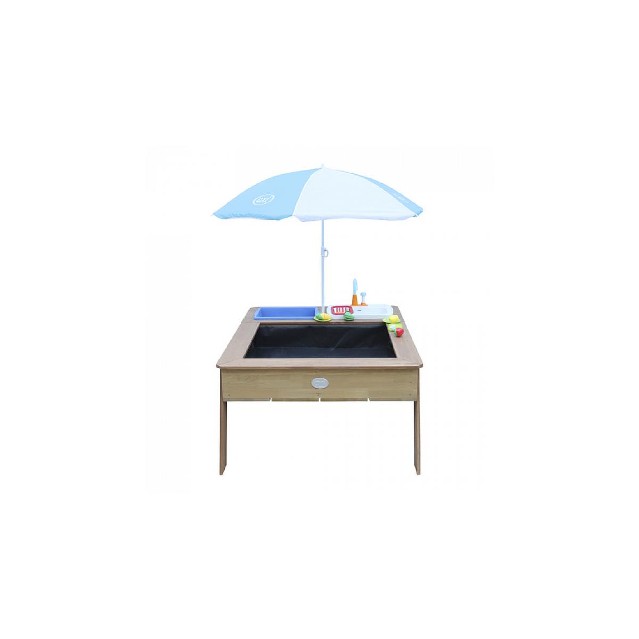 Voir la diapositive 3 : Axi House AXI Linda Table sable et eau avec Cuisine et evier Marron Parasol Bleu Blanc