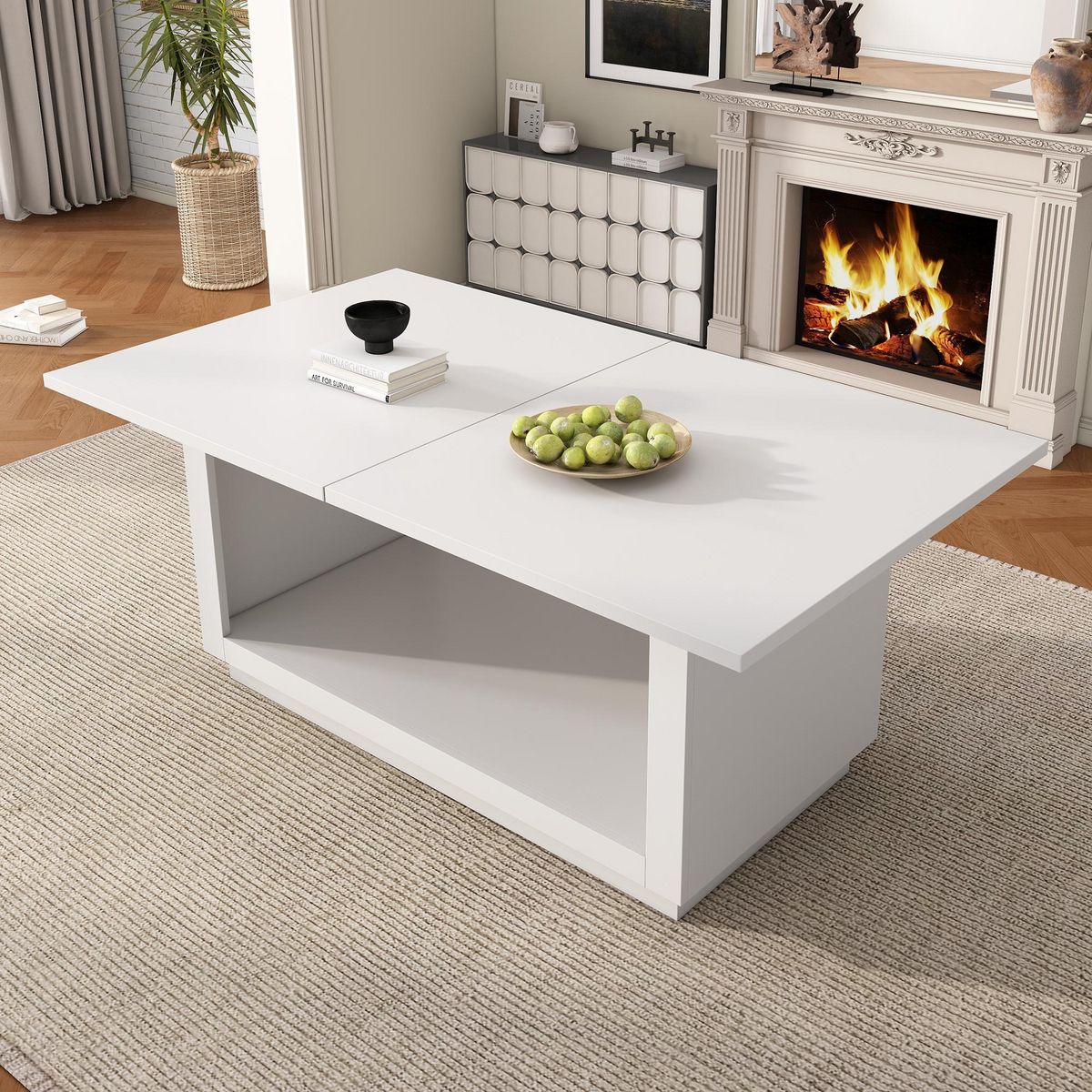 MERAX Table à manger rectangulaire avec allonge blanc - 70x140-180max.cm mdf