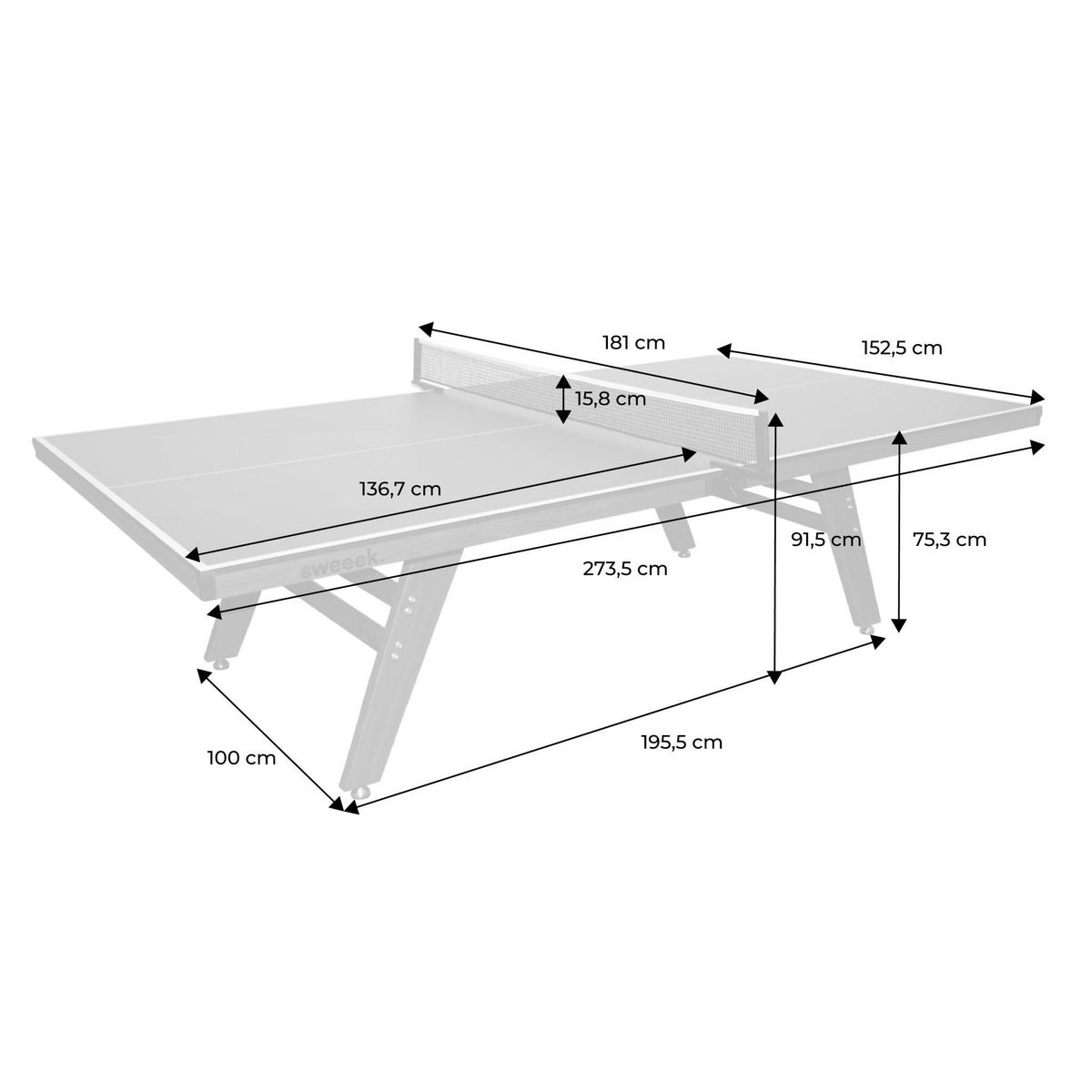 SWEEEK Table de ping pong intérieur deluxe avec 2 raquettes et 3 balles