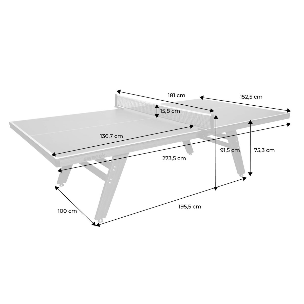 SWEEEK Table de ping pong intérieur deluxe avec 2 raquettes et 3 balles