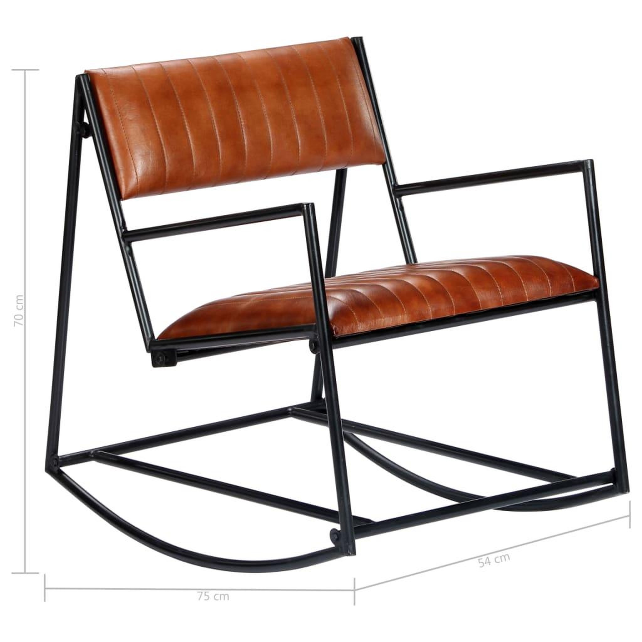 Voir la diapositive 6 : VIDAXL Chaise a bascule Marron Cuir veritable