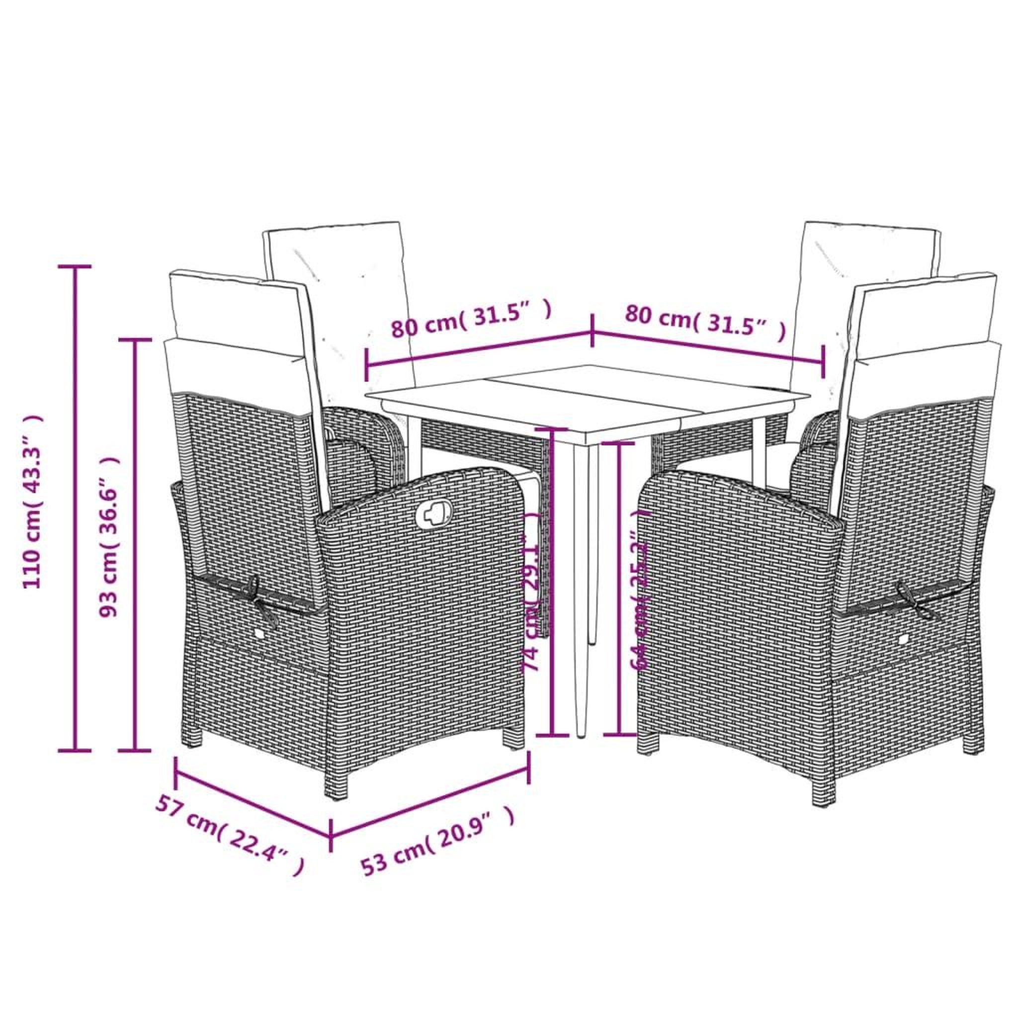 Voir la diapositive 6 : VIDAXL Ensemble a manger de jardin 5 pcs coussins gris resine tressee