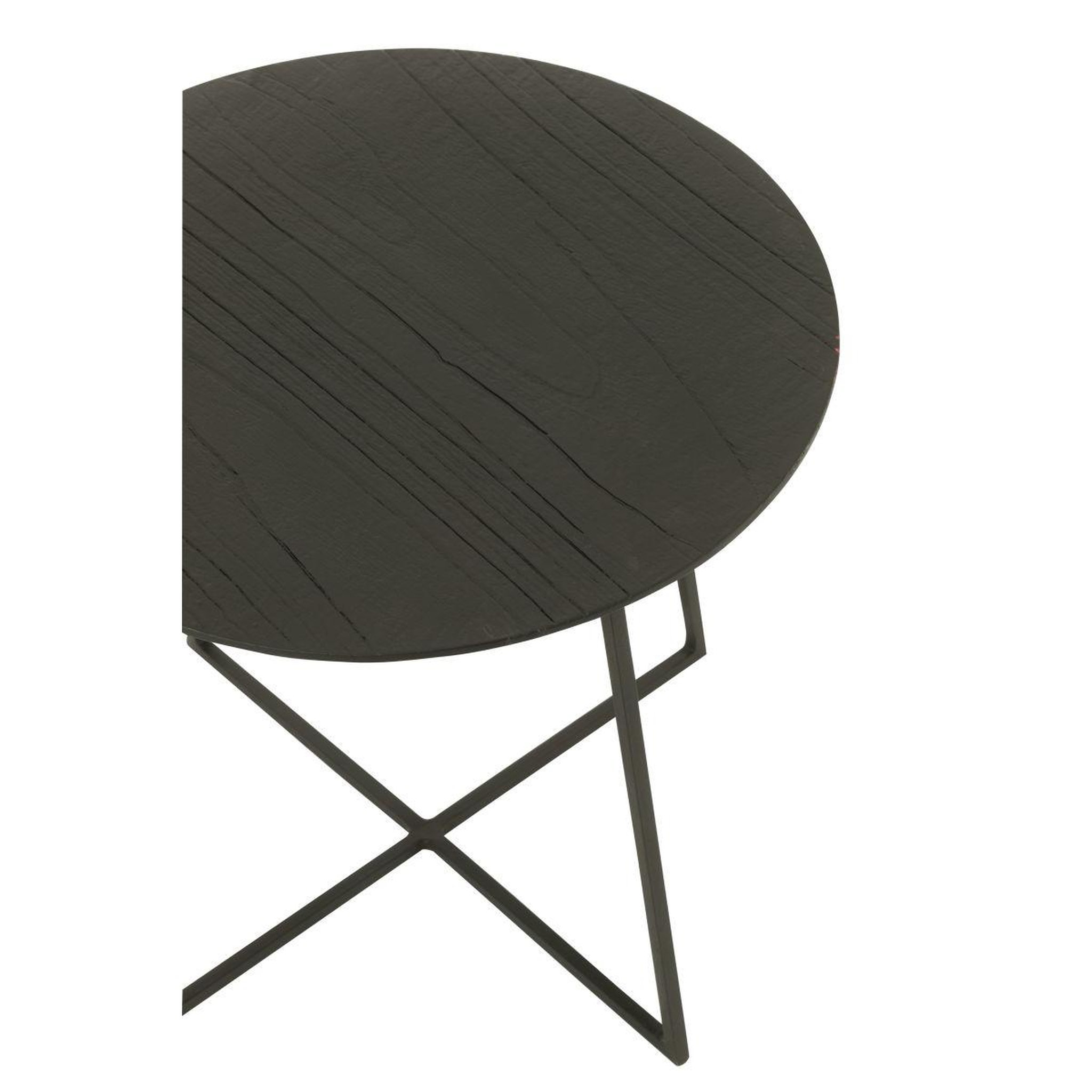 Voir la diapositive 4 : J-LINE Table d'appoint en teck  lucille  45cm noir