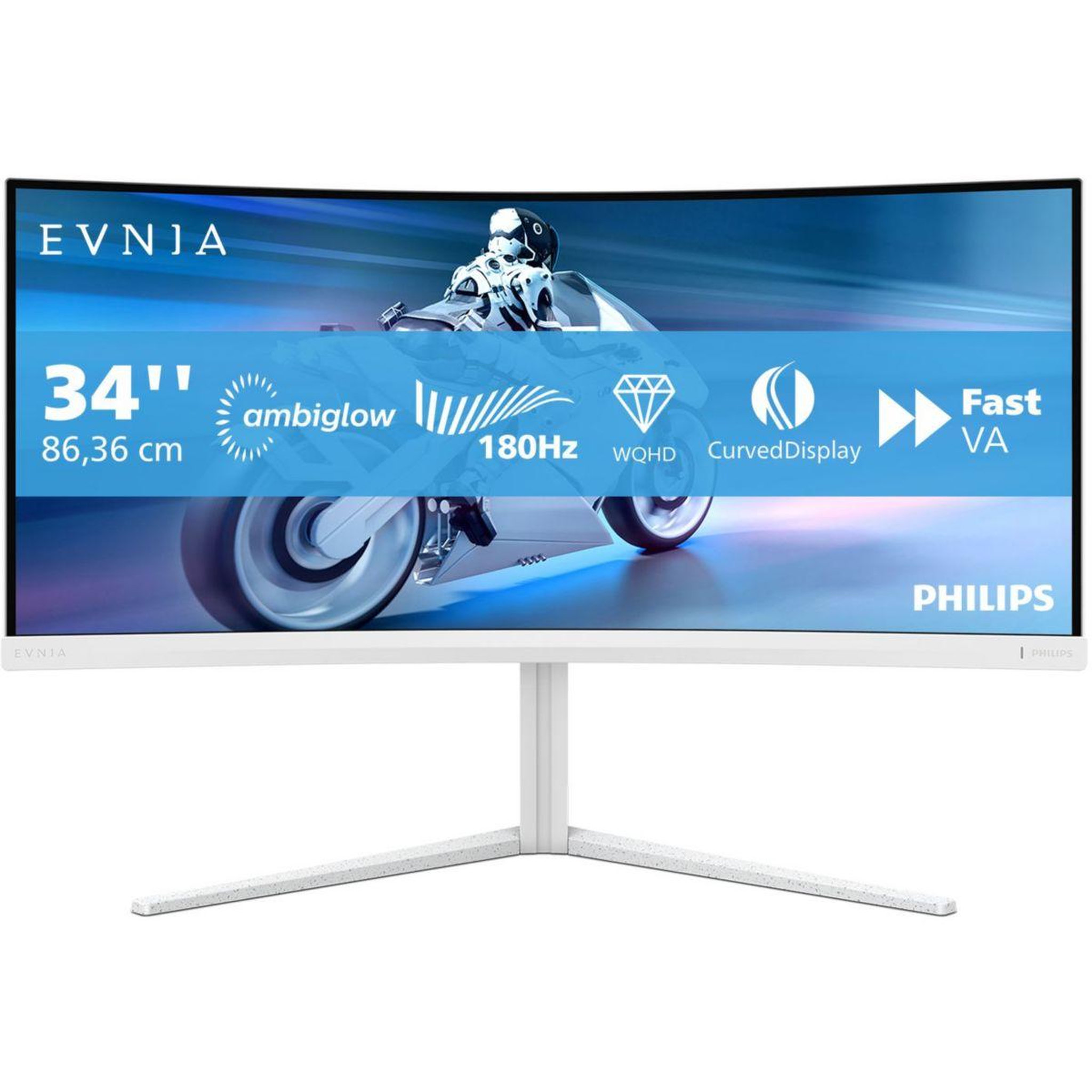 Philips Ecran pc gamer evnia 34m2c5501a 34  incurvé wqhd 180hz fast va hdr 400 hdmi 2.1 ambiglow