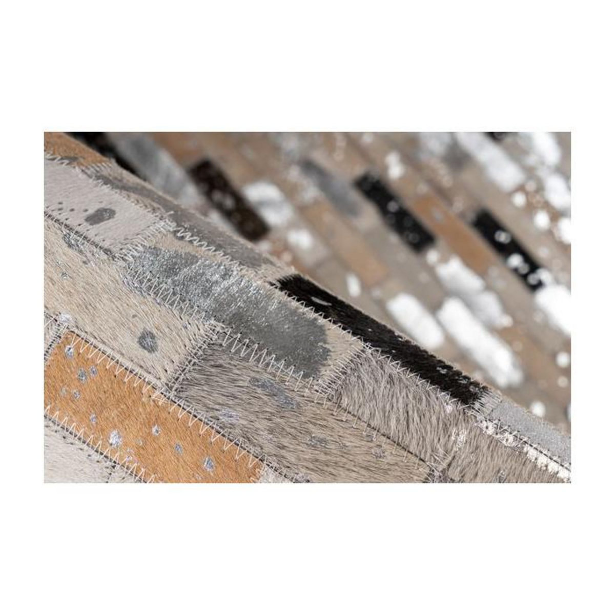 Paris Prix Tapis Fait Main en Cuir  Lavin VII  Noir & Multicolore