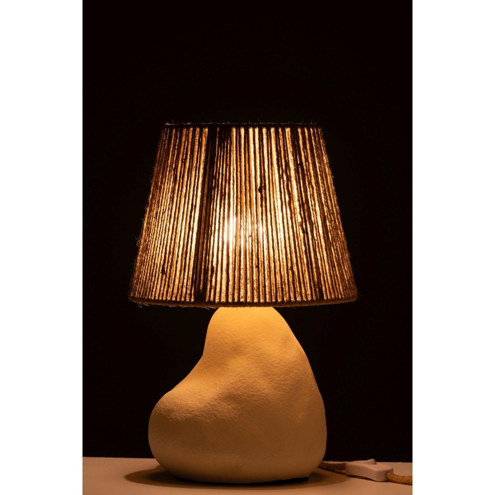 Voir la diapositive 3 : J-LINE Lampe à poser design  ficelle  40cm naturel & beige