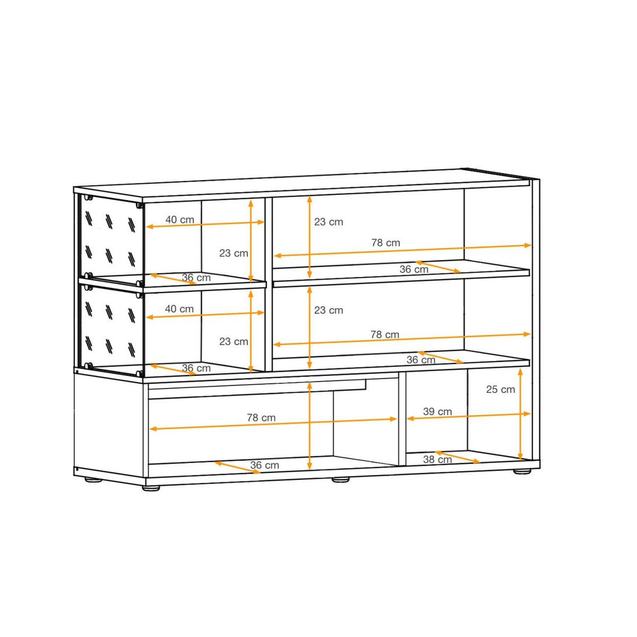 Voir la diapositive 4 : Paris Prix Buffet 3 portes & 3 niveaux  silk  120cm gris & naturel