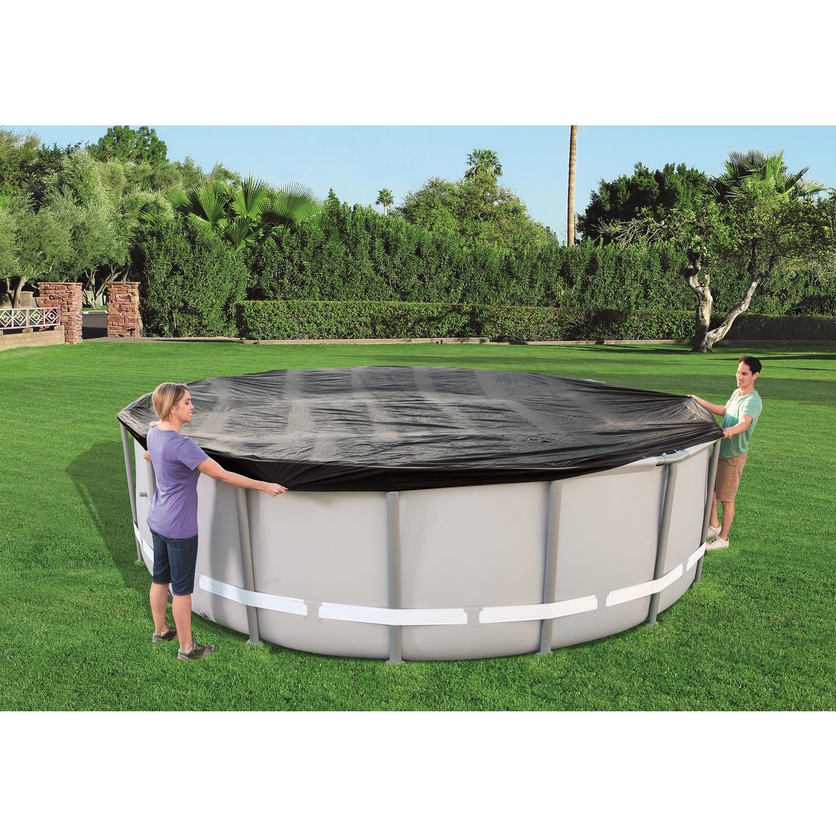 BESTWAY Bâche 4 saisons pour Piscine Hydrium/ Power /Frame ronde Diam 4,60 à 4,88m