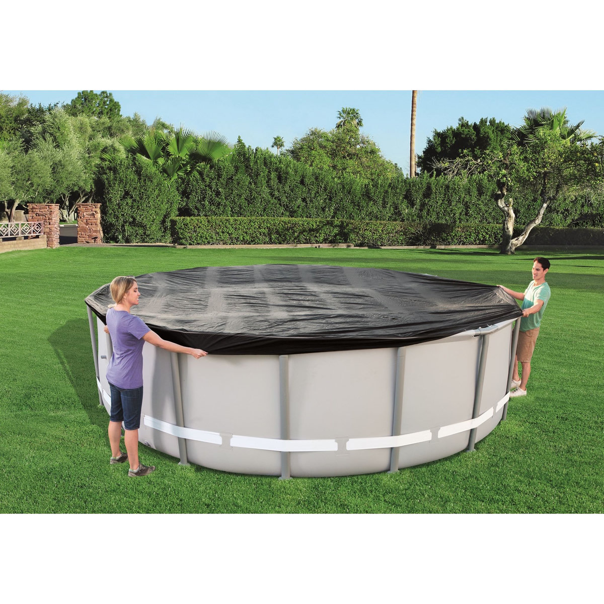 BESTWAY Bâche 4 saisons pour Piscine Hydrium/ Power /Frame ronde Diam 4,60 à 4,88m