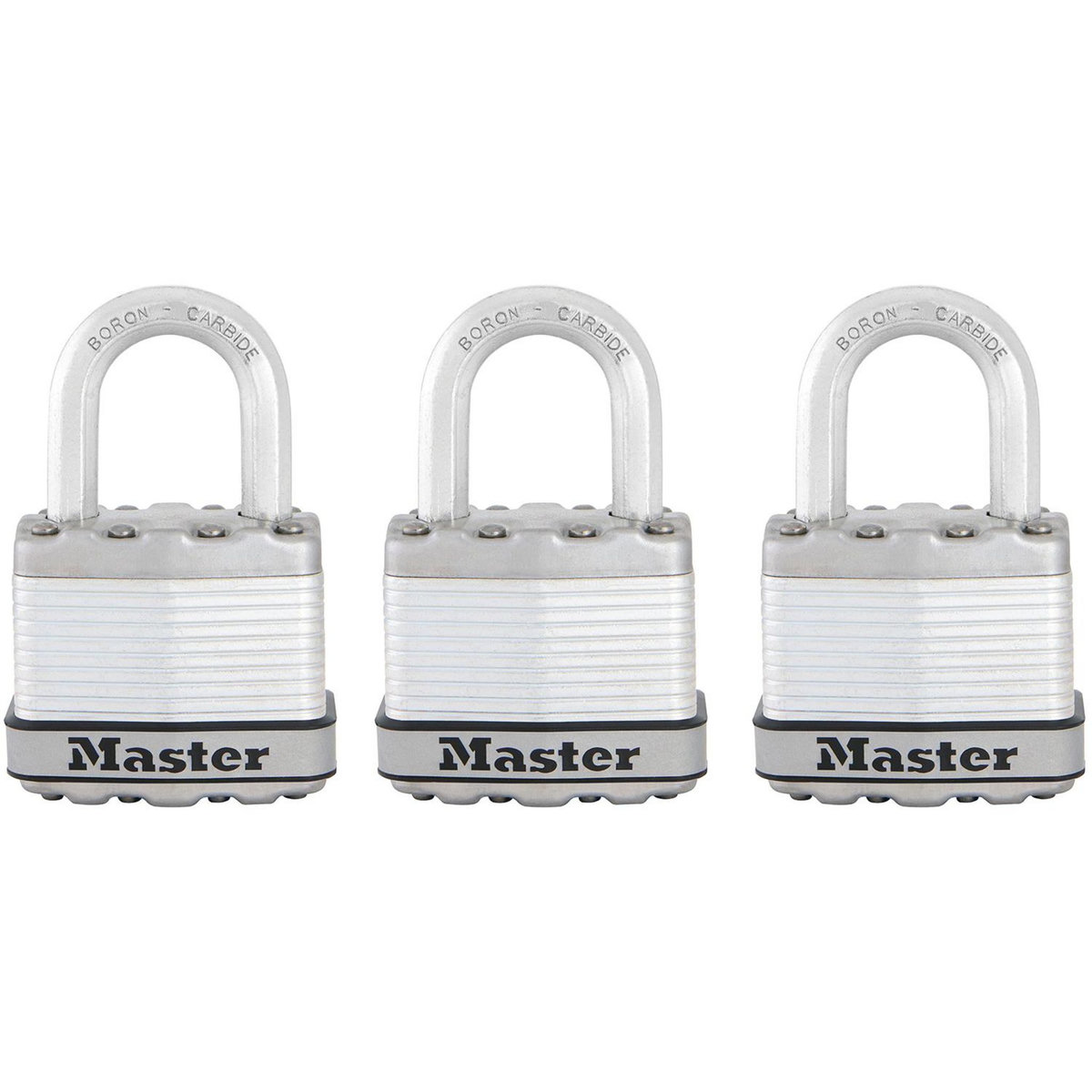 Master lock Cadenas Haute Sécurité [A Clé] [Acier Laminé] [Extérieur] [Pack de 3] M1EURTRI