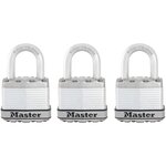 Master lock Cadenas Haute Sécurité [A Clé] [Acier Laminé] [Extérieur] [Pack de 3] M1EURTRI