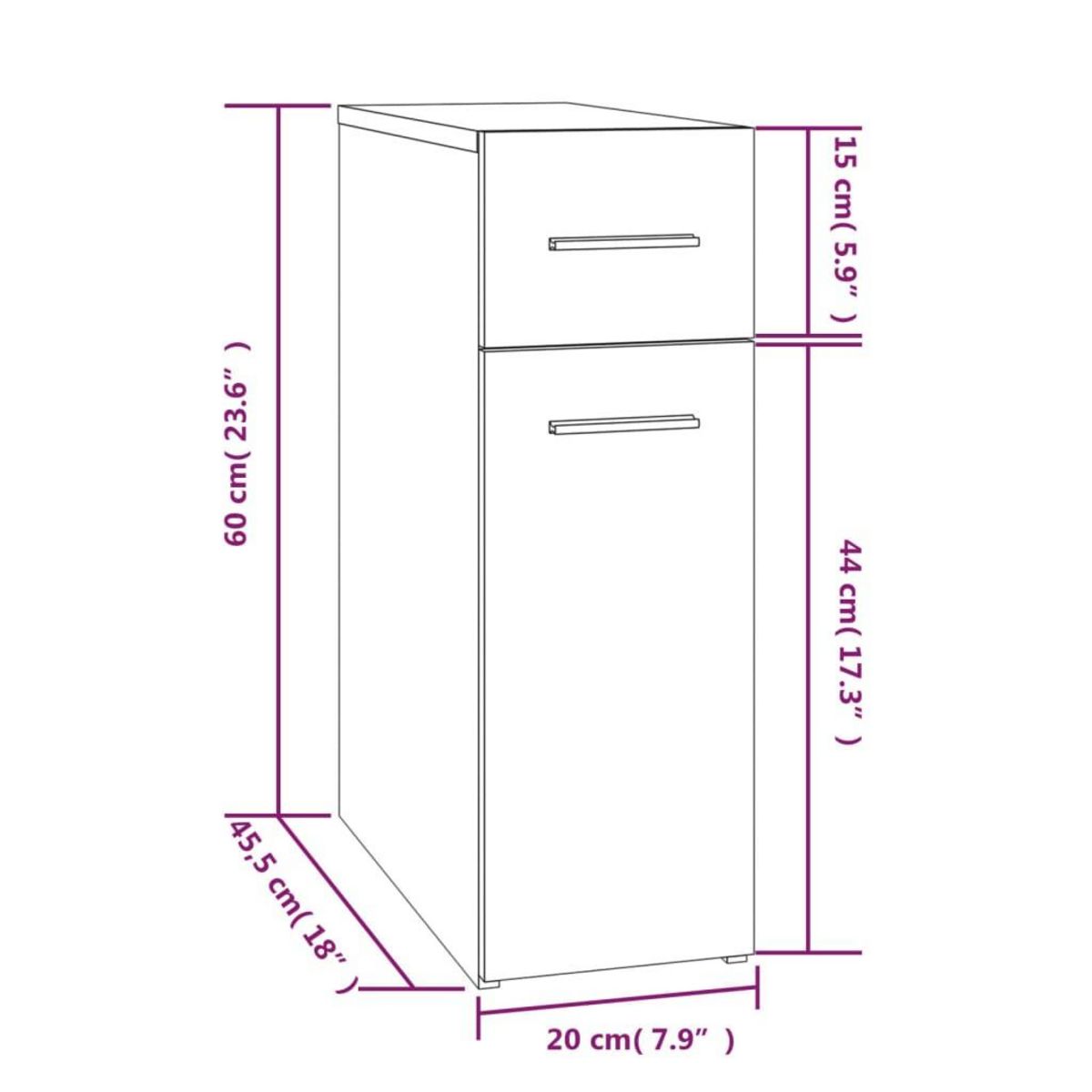 VIDAXL Armoire apothicaire Sonoma gris 20x45,5x60 cm Bois d'ingenierie