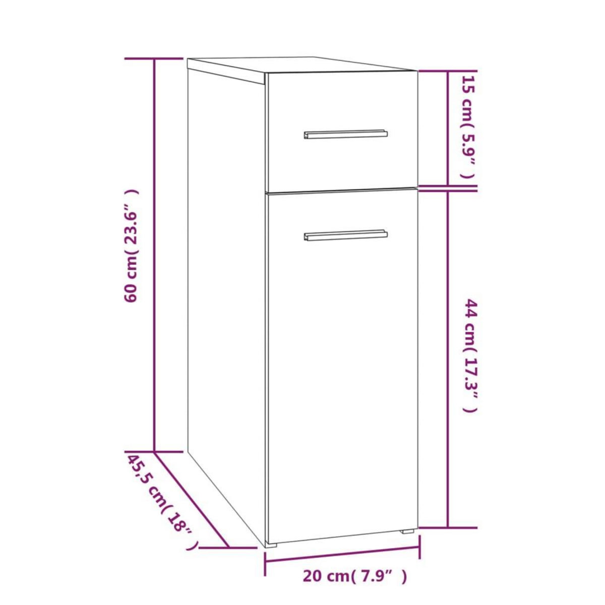 VIDAXL Armoire apothicaire Sonoma gris 20x45,5x60 cm Bois d'ingenierie