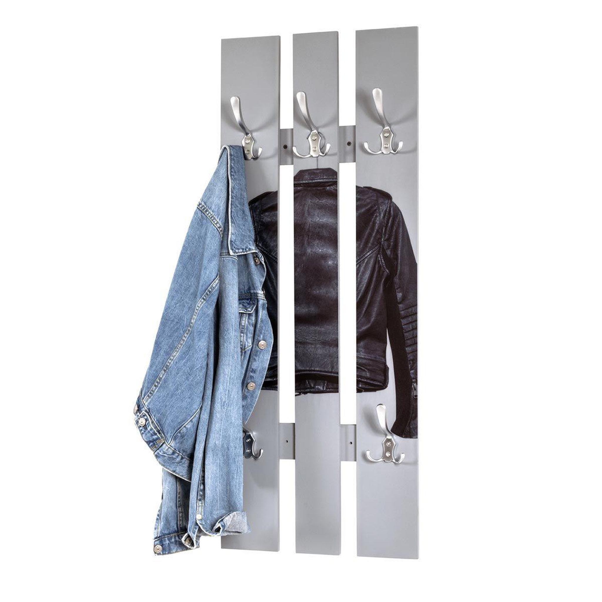 Voir la diapositive 2 : Paris Prix Patère murale vintage  blouson  100cm gris & noir