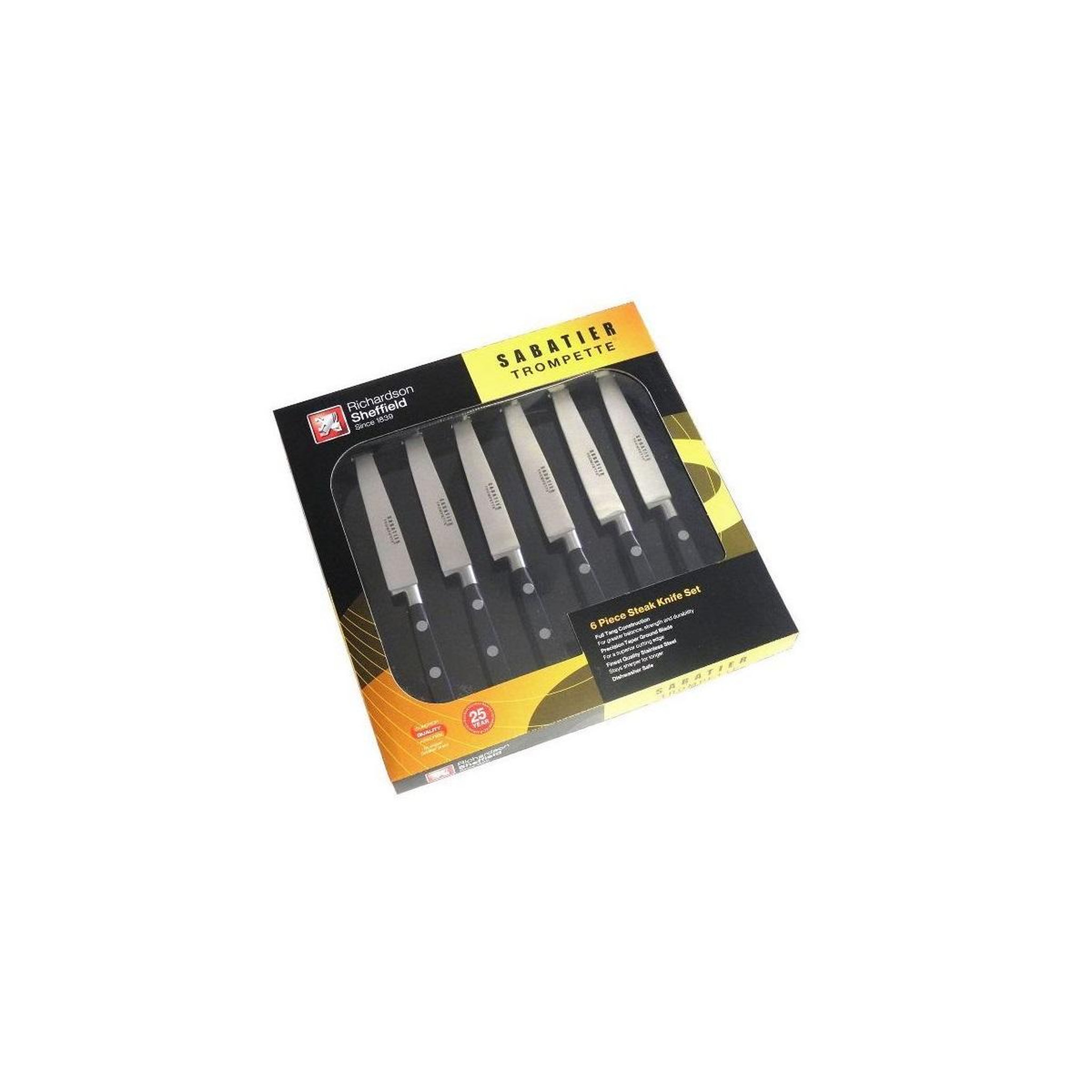 Voir la diapositive 2 : RICHARDSON SHEFFIELD Coffret 6 couteaux steak lame lisse noir - 658502-1