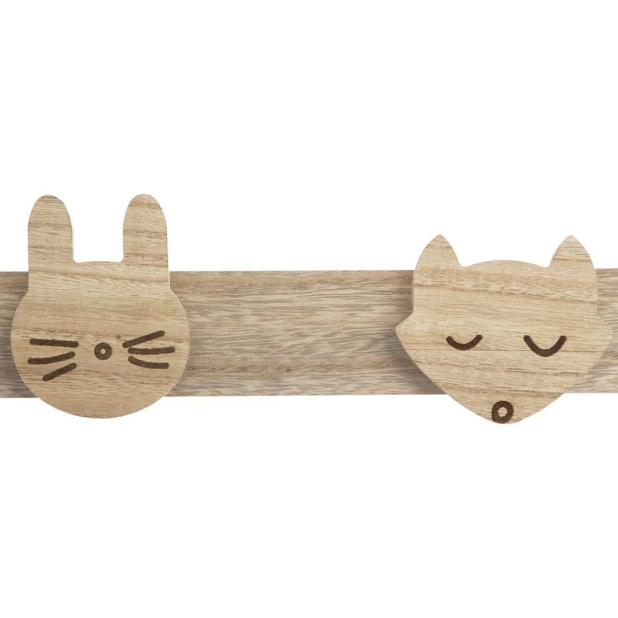 Voir la diapositive 2 : Atmosphera Kids Patère enfant 4 têtes  wild  55cm naturel
