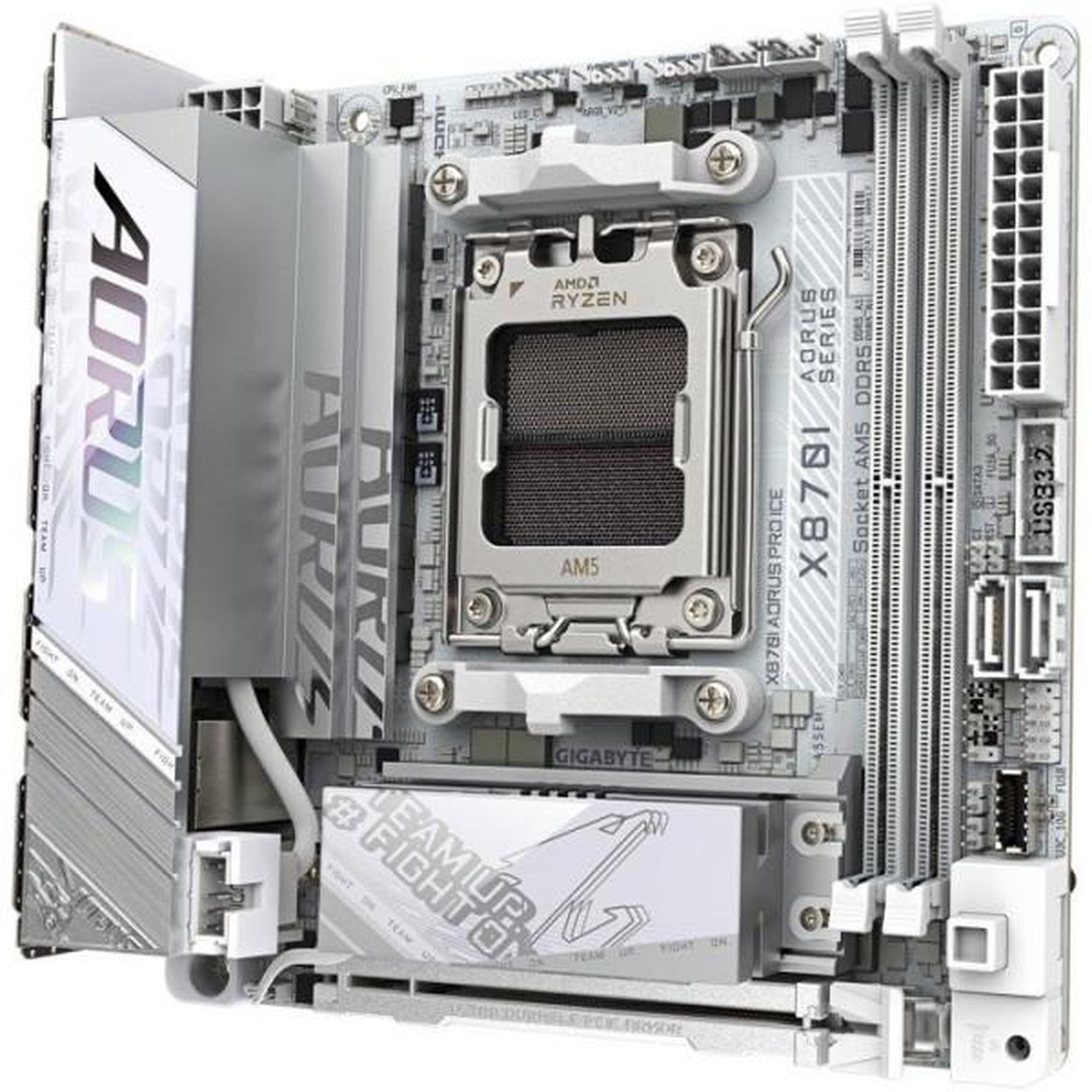 Voir la diapositive 3 : Gigabyte Carte mere - GIGABYTE - X870I AORUS PRO ICE - Format Mini-ITX - Chipset AMD X870 - DDR5 & PCIe 5.0 - WiFi 7