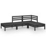 Voir la diapositive 2 : VIDAXL Salon de jardin 4 pcs Noir Bois de pin massif