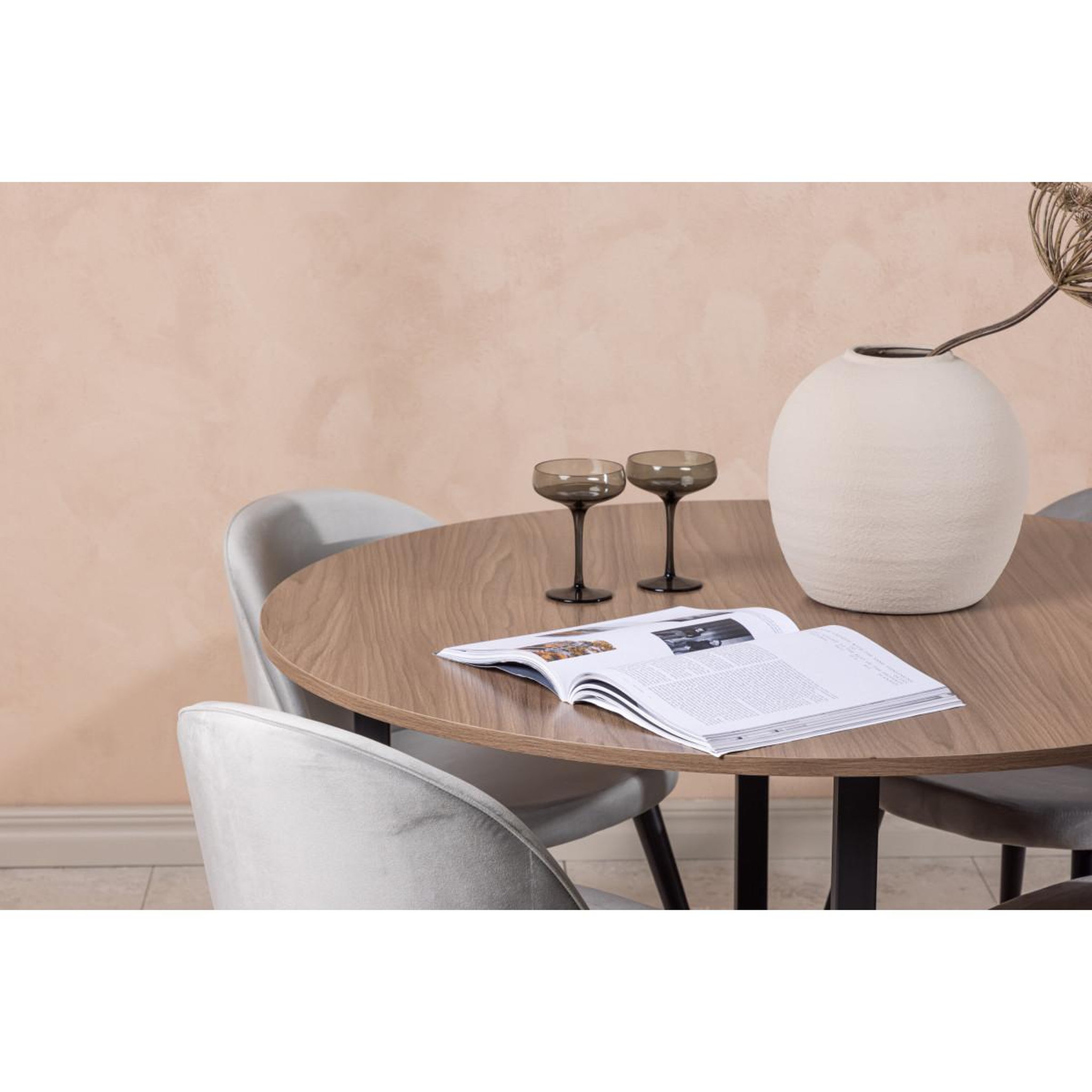 Voir la diapositive 5 : Paris Prix Ensemble table à manger & 4 chaises  durango & velvet  120cm noyer & gris