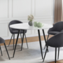 Voir la diapositive 2 : ID MARKET Table à manger ronde AMELIA 4 personnes effet marbre blanc ALASKA pieds métal noir 110 cm