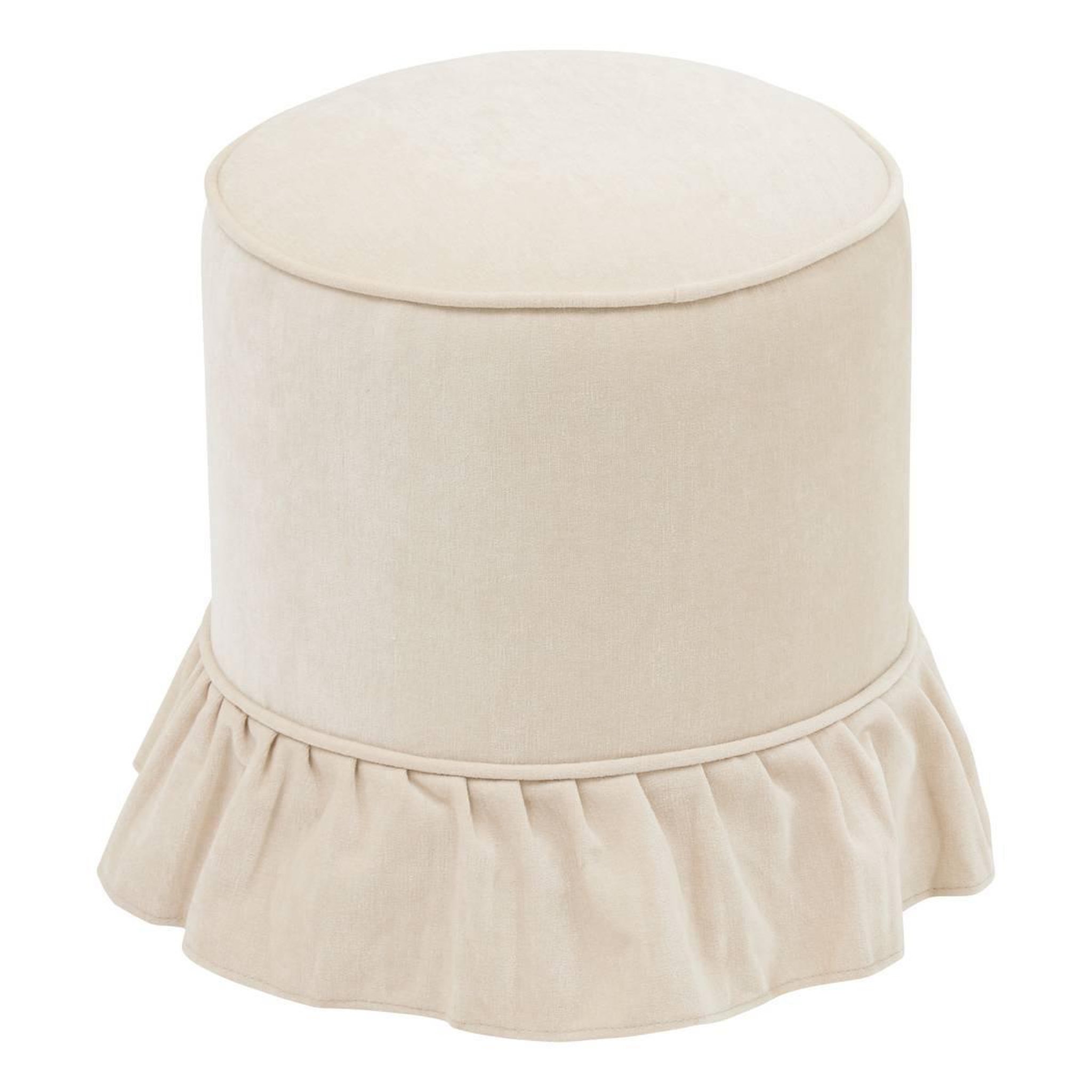 ATMOSPHERA Pouf Chenille à Volant  Fiora  41cm Ivoire