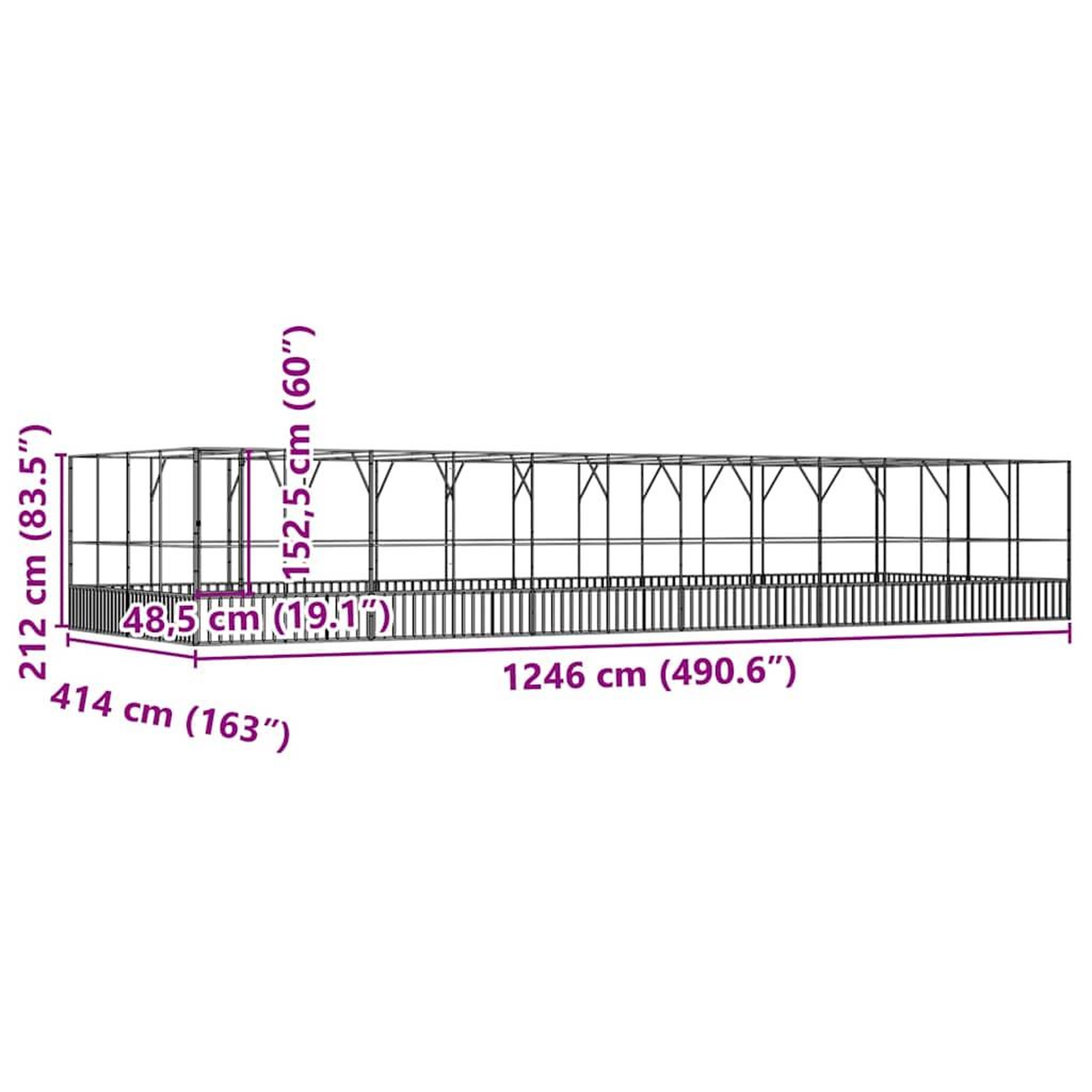 Voir la diapositive 6 : VIDAXL Voliere avec extension argente 1246x414x212 cm acier