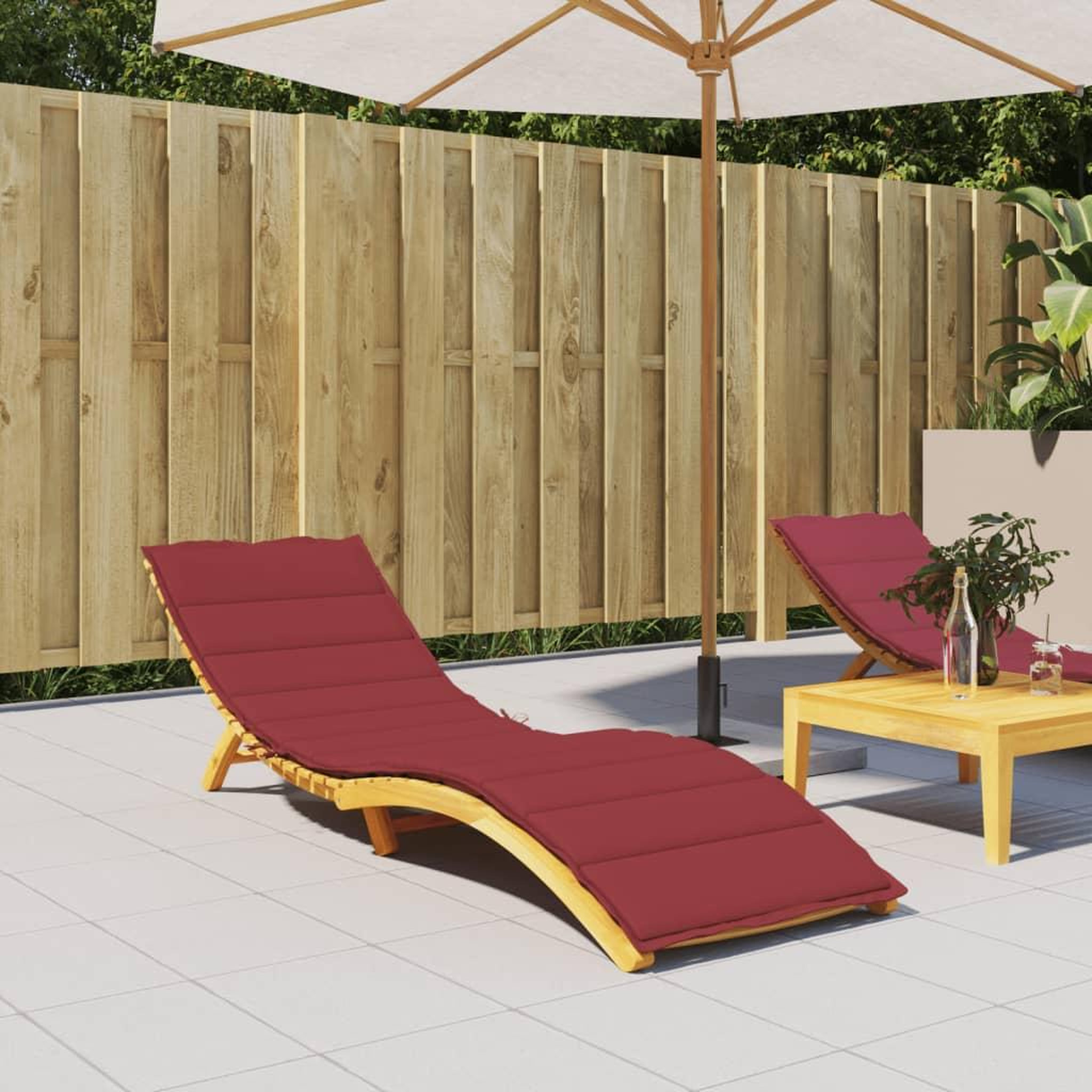 Voir la diapositive 1 : VIDAXL Coussin de chaise longue rouge bordeaux 200x60x3cm tissu oxford