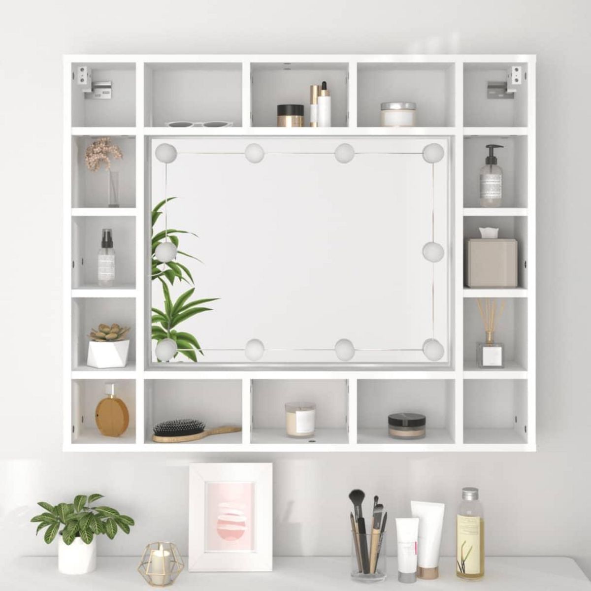 VIDAXL Armoire de miroir avec LED Blanc 91x15x76,5 cm