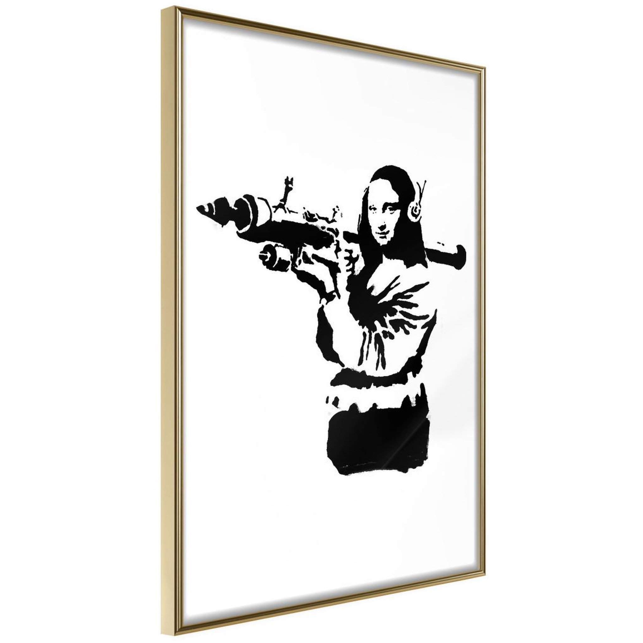 Voir la diapositive 1 : Paris Prix Affiche murale encadrée  banksy mona lisa with bazooka ii