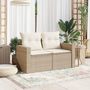 Voir la diapositive 3 : VIDAXL Canape de jardin avec coussins 2 places beige resine tressee