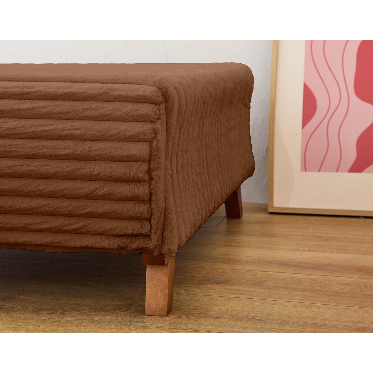 BEST MOBILIER Cristal - pouf modulable - 65 cm - en fausse fourrure côtelée