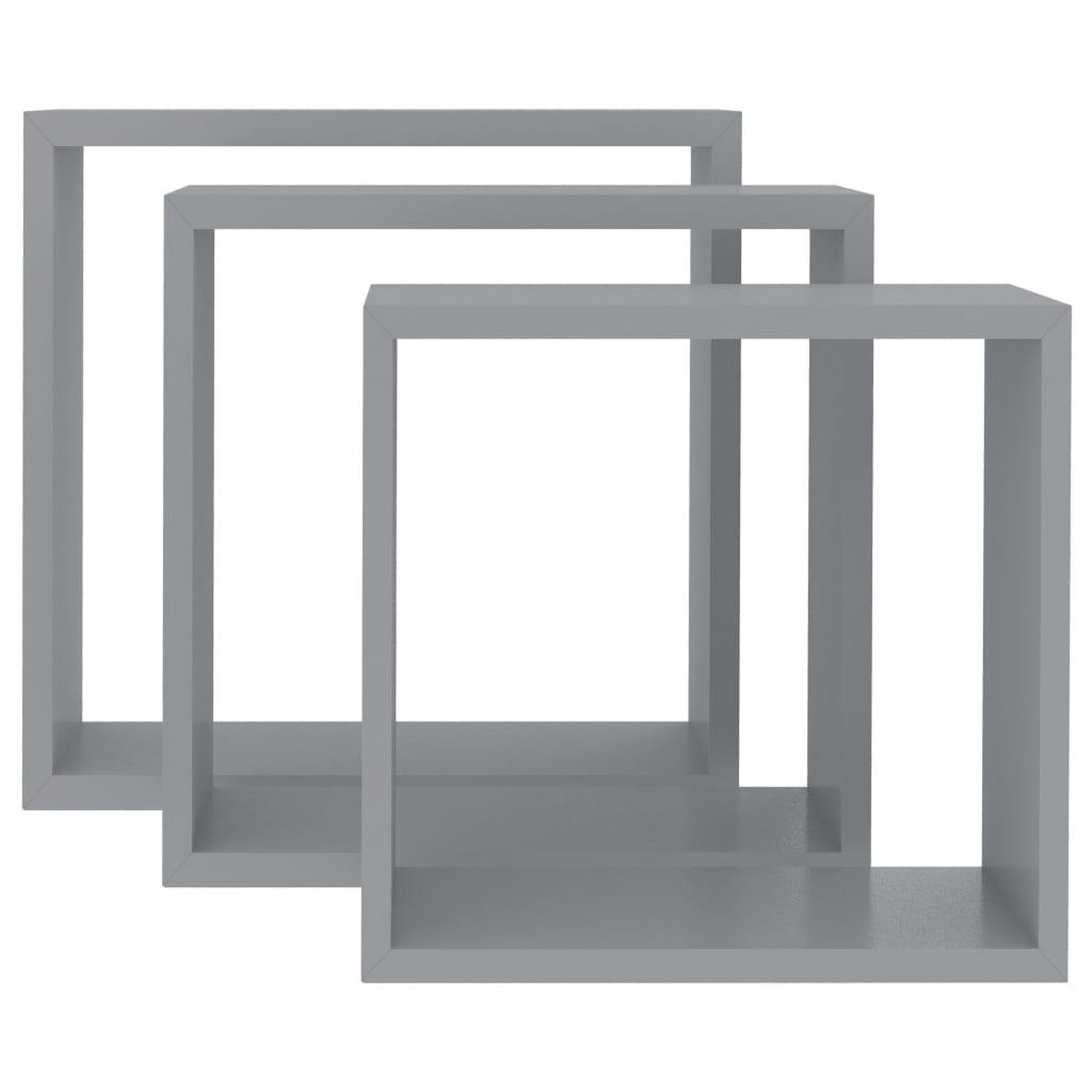 Voir la diapositive 4 : VIDAXL Etageres murales sous forme de cube 3 pcs Gris MDF