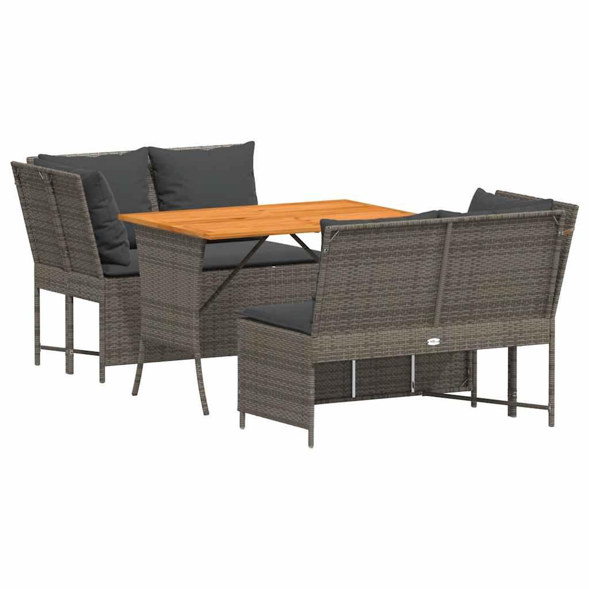 Voir la diapositive 2 : VIDAXL Salon de jardin avec coussins 3 pcs gris resine tressee