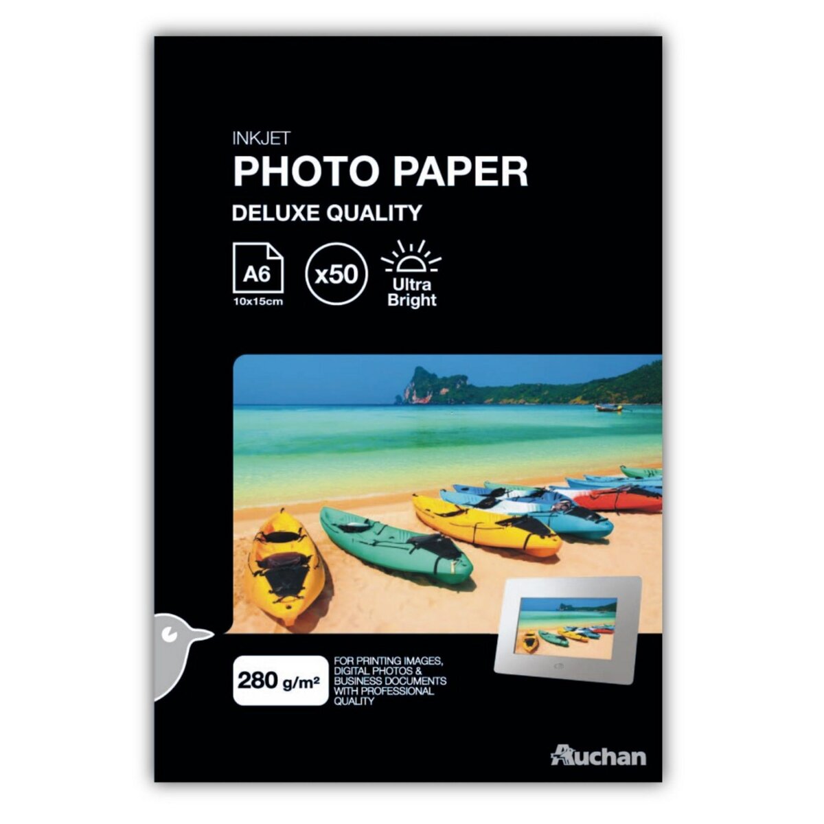 AUCHAN Papier Compatible Photo P.10X15 280G BRI/50F